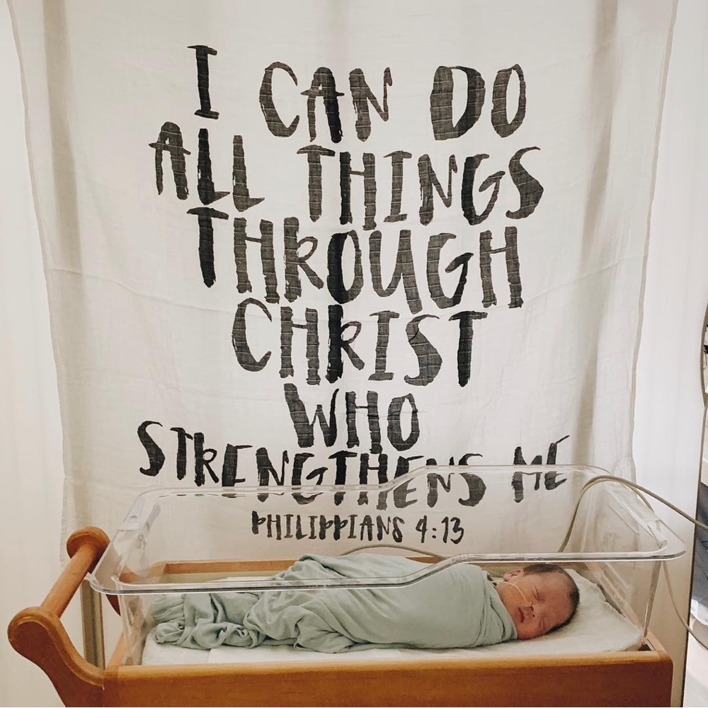 Modern Burlap Organic Muslin Swaddle + Wall Art